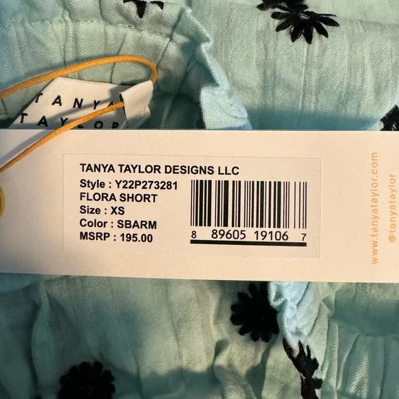 Tanya Taylor Blue Flora Shorts NWT Size XS